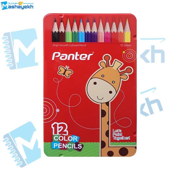 مداد رنگی 12 رنگ پنتر کد 12-101 جعبه فلزی