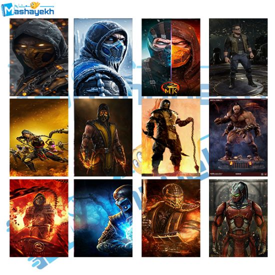 برچسب مشایخ طرح مورتال کمبت بسته 12 عددی با طراحی هیجان‌انگیز و چاپ باکیفیت