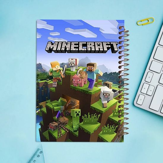 دفتر مشق مشایخ طرح ماینکرافت HN102 با 80 برگ و جلد مقاوم