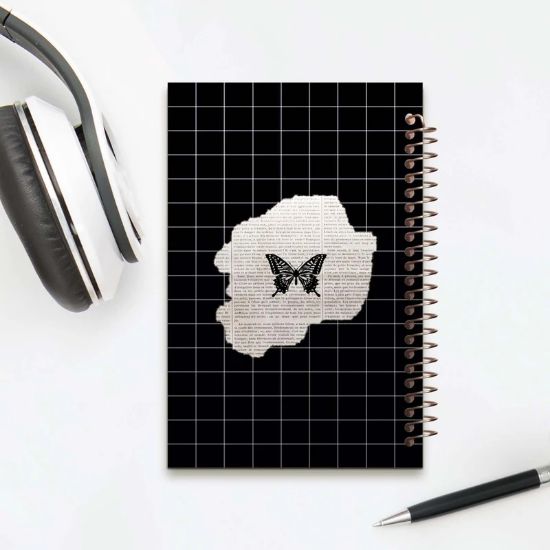 دفتر خاطرات 60 برگ مشایخ طرح پروانه وینتیج با طراحی کلاسیک و جلد زیبا