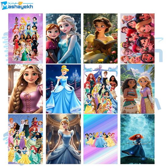 برچسب مشایخ طرح پرنسس های دیزنی کد BR921 بسته 12 عددی