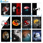 برچسب مشایخ طرح یین یانگ بسته 12 عددی با طراحی مینیمال و چاپ باکیفیت