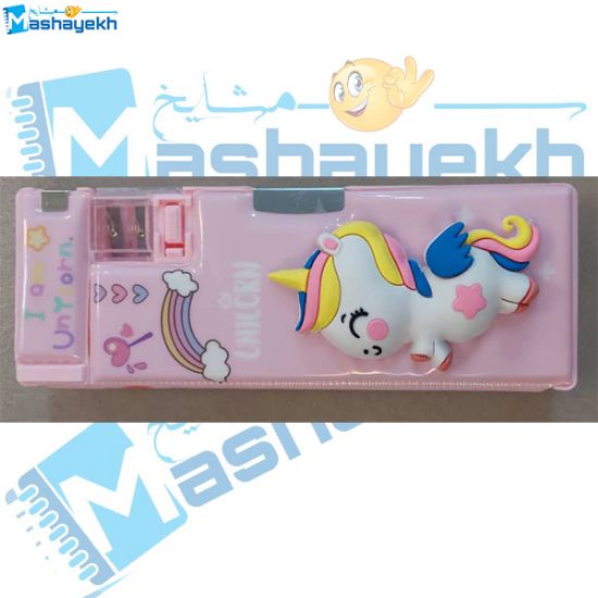 جامدادی کتابی طرح یونیکورن با فضای داخلی مرتب و جادار