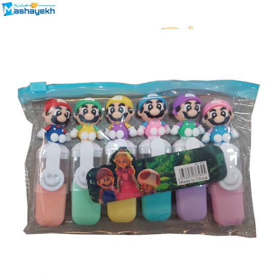 ماژیک هایلایت فانتزی طرح سوپر ماریو بسته ۶ عددی