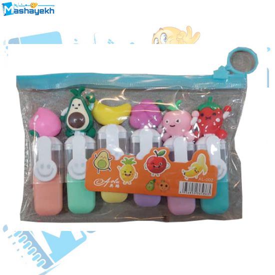 تصویر  ماژیک هایلایت فانتزی طرح میوه بسته 6 عددی 