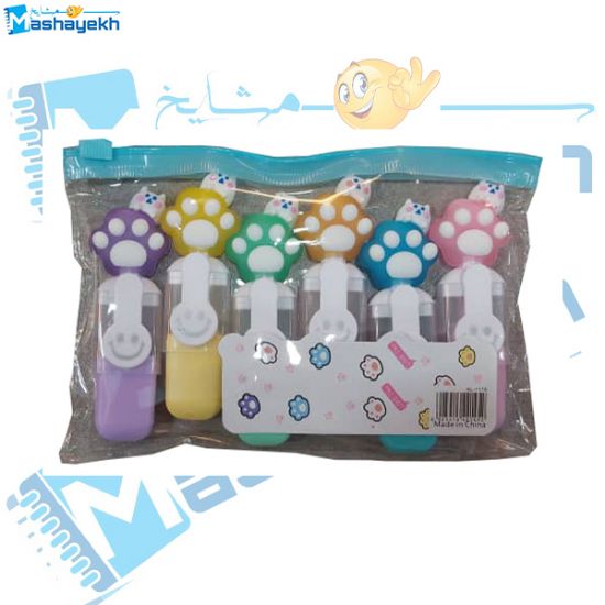 تصویر  ماژیک هایلایت فانتزی طرح پنجه های گربه ای بسته 6 عددی 