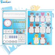 پوستر آموزشی مشایخ طرح ساعت و محور اعداد کد K874 بسته دو عددی برای آموزش زمان و اعداد به کودکان