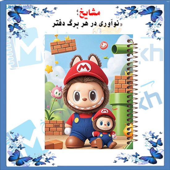 دفتر مشق ۲۰۰ برگ مشایخ طرح لبوبو (LABUBU) مدل WN603 با جلد فانتزی و رنگارنگ