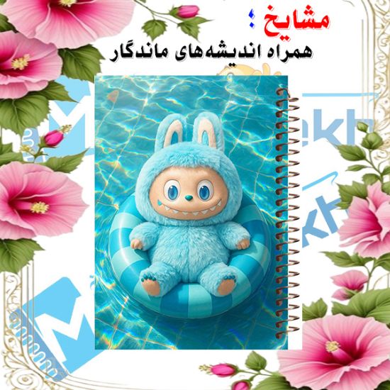 دفتر مشق ۱۰۰ برگ مشایخ طرح لبوبو در استخر (LABUBU) با جلد طلقی و تصویر کارتونی فانتزی