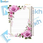 تصویر  دفتر خاطرات 60 برگ مشایخ طرح یک شاخه گل رز مدل حاشیه دار کد ART369