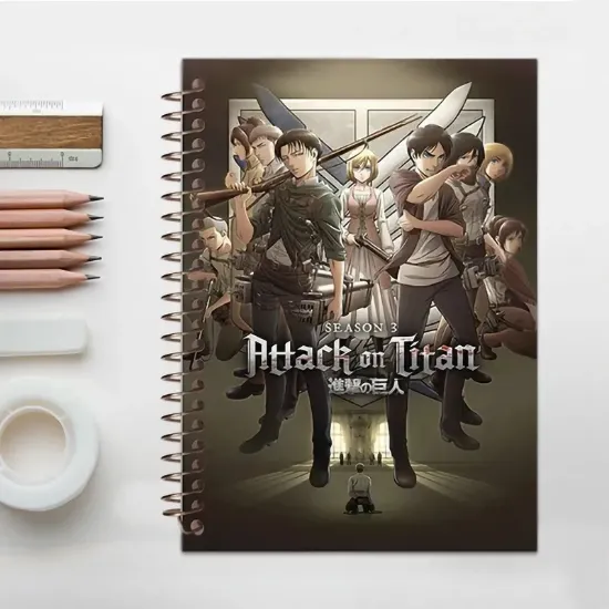 دفتر مشق 100 برگ مشایخ با جلد طرح حمله به تایتان (ATTACK ON TITAN) مدل انیمه، مناسب نوشتن و یادداشت‌برداری